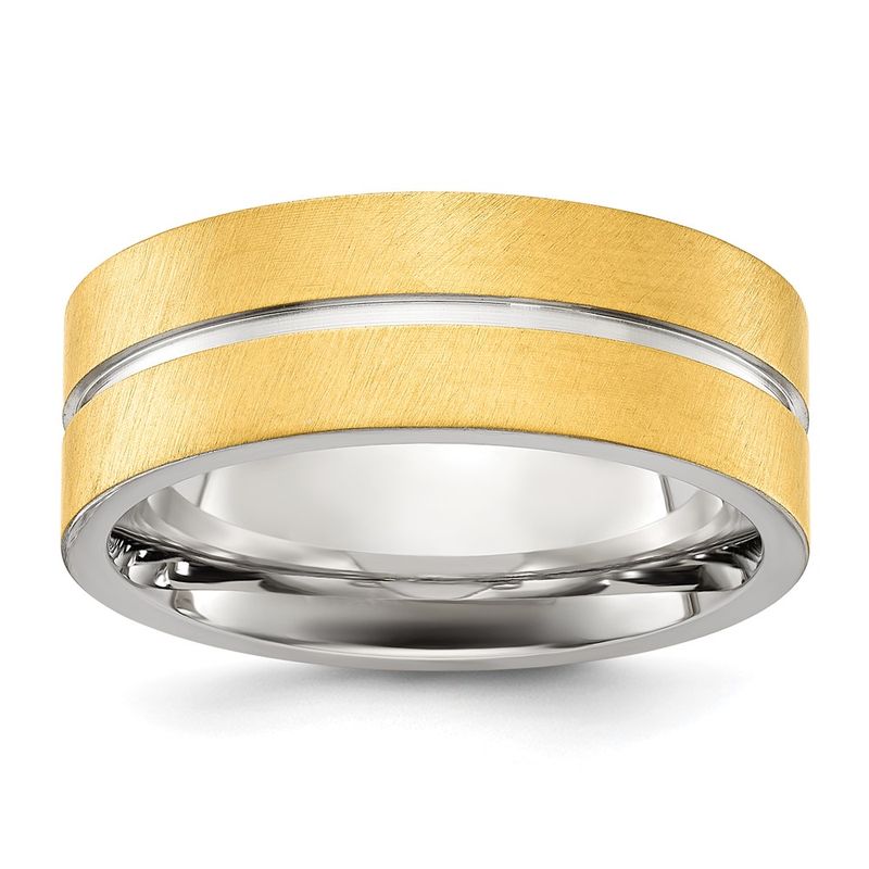 Kazi Luxury Chisel Titanium Brushed And Polished Yellow Ip-Plated 8mm Band 75$
